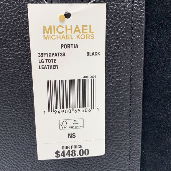 MICHAEL KORS PORTIA LARGE TOTE BLACK COLOR Pebbled leather/ suede - Picture 14 of 14